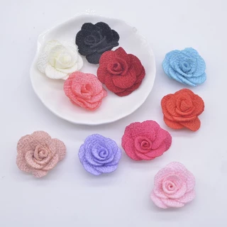 20Pcs 25mm Applique De Flor De Rosa Em Malha Para Roupas De Bricolage Sapatos De Chapéu Artesanato Patches De Costura Headwear Clipes De Cabelo Acessórios De Decoração