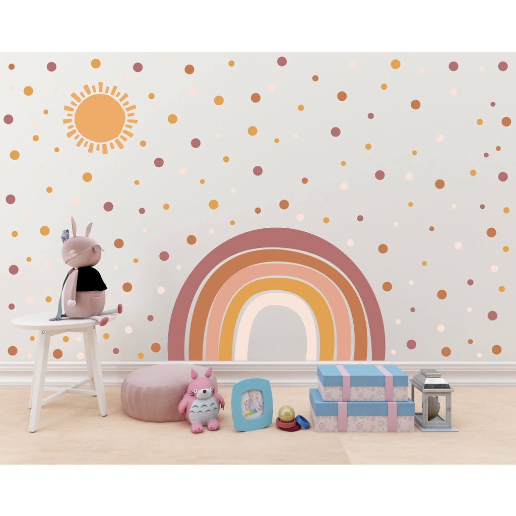 Adesivo de Parede Arco Irils Sol e Bolinhas Boho