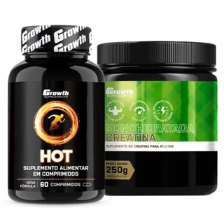 Hot Termogênico 60 Caps + Creatina 250g Monohidratada Growth