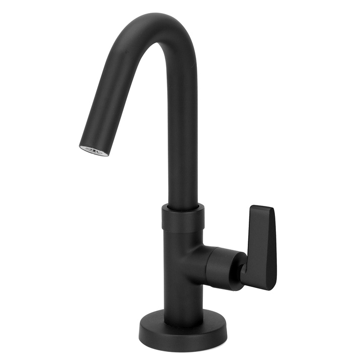 Torneira Lavatório Bica Móvel Clock Preto Fosco 1/4 Forusi