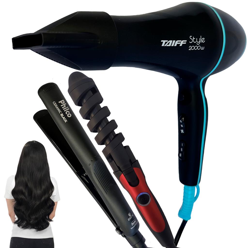 KIT TAIFF SECADOR DE CABELOS E MODELADOR E CHAPINHA CERAMIC | Shopee Brasil