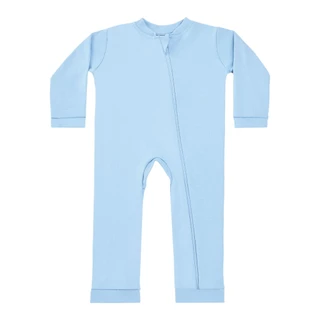 Macacão Bebê Azul-Claro Sem Pé Com Zíper Algodão Egípcio UV Anna Olsen