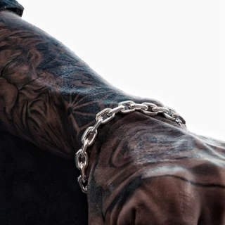 Pulseira masculina elo cadeado aço inox legítimo prata