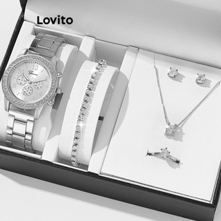 Lovito Relógio Casual Simples Redondo De Strass Com Strass Para Mulheres LFA11694