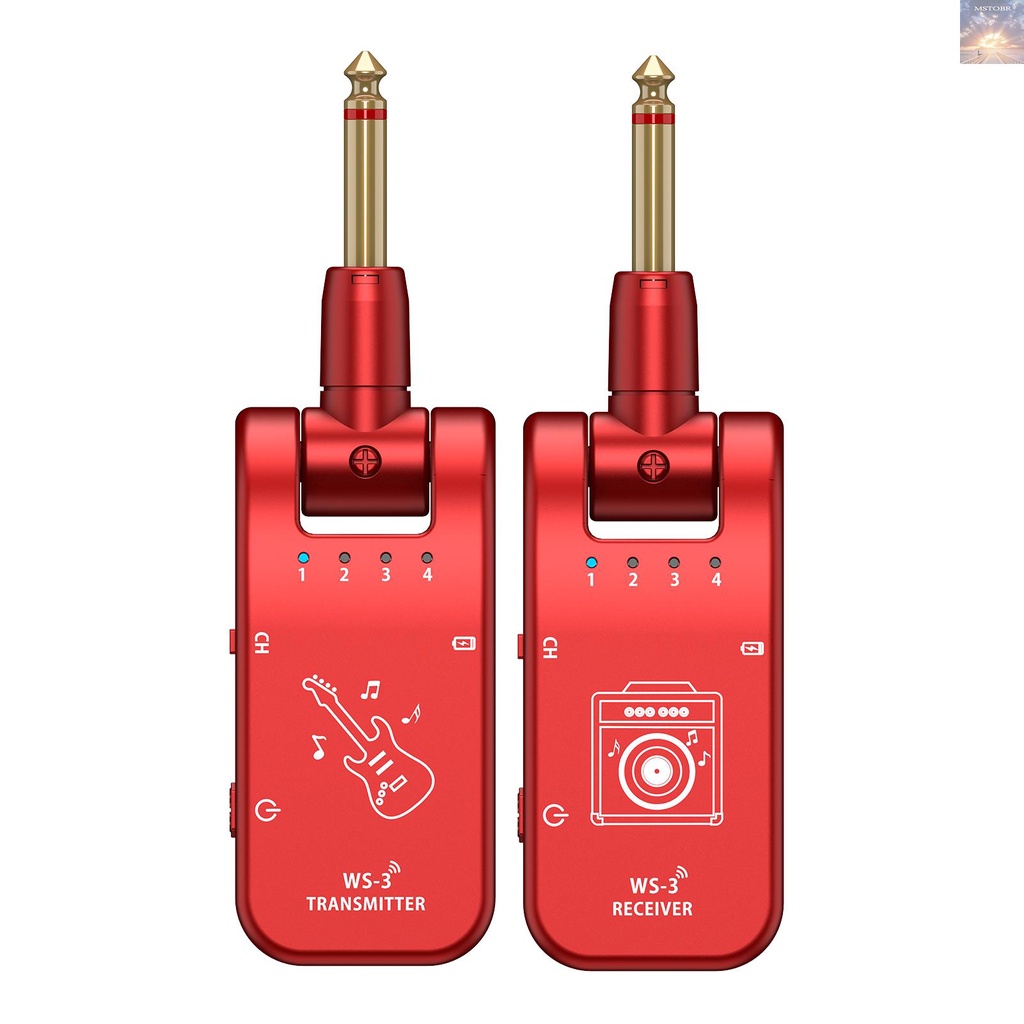 UHF 4 Canais Sistema De Guitarra Sem Fio Transmissor E Receptor 800MHz-900MHz Plug and Play 282 Graus De Rotação 6,35mm Interface De Áudio Música Elétrica I