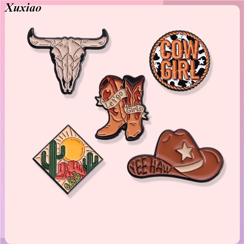 Criativo " COW GIRL " Broche De Esmalte Botas Chapéu Mochila De Lembranças Acessórios Para Amigos