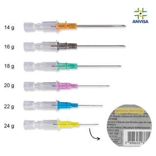 Cateter Intravenoso Periférico Jelco UNIDADE para piercing 14/16/18/20/22/24g
