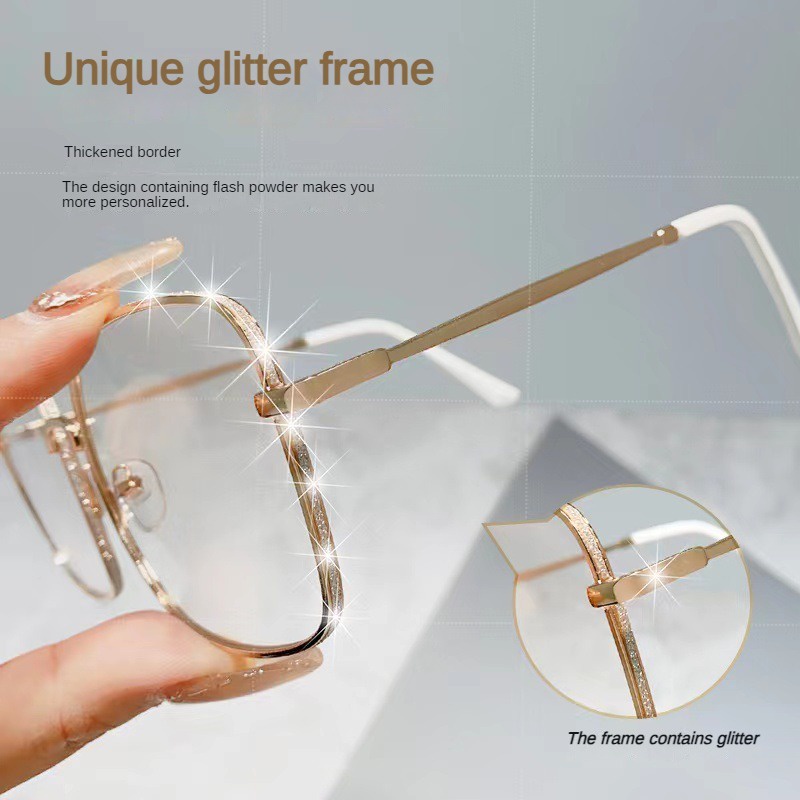 Óculos Coreanos Anti-Radiação De Tamanho Superior Para Mulheres/Homens Com Armação Metálica Substituíveis Big Lens Eyeglass Blue Light Glasses