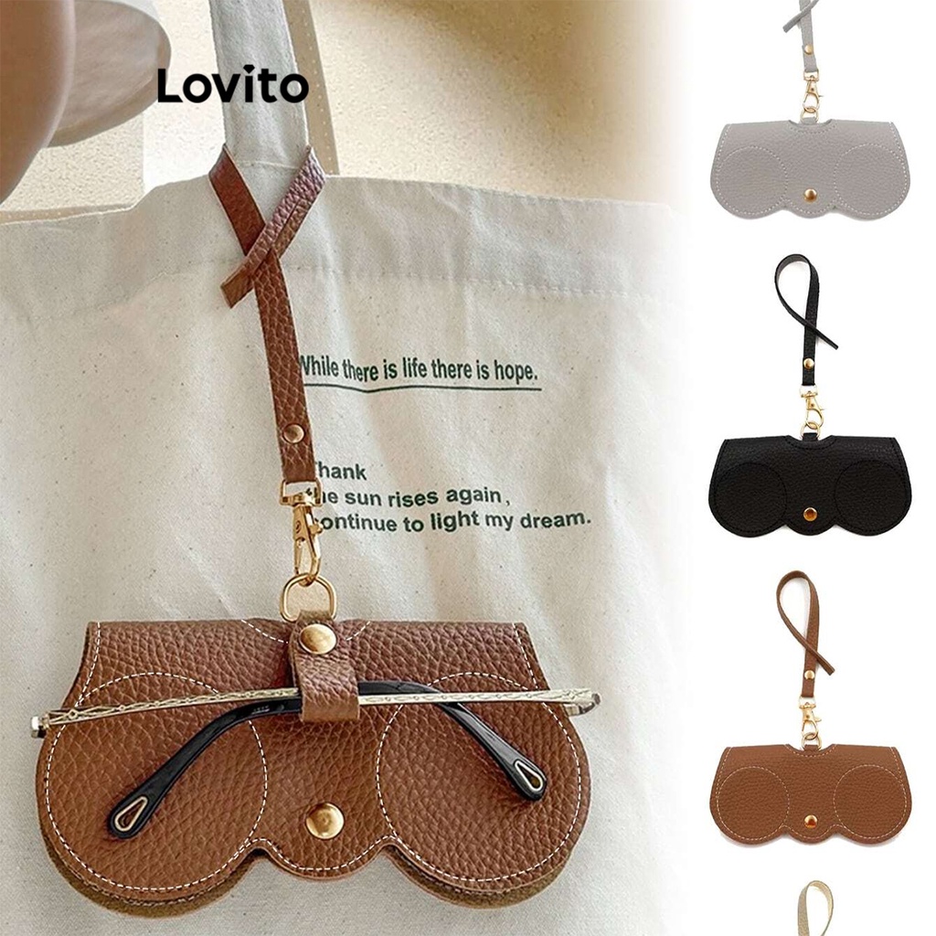 Lovito Casual Acessório de Bolsa Feminino Protetor para Óculos com Botão Impermeável e Anti-Riscos LFA13700