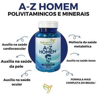 Suplemento Alimentar - Multivitaminico A-Z Homem 500mg 60 Cápsulas - Matéria prima importada!