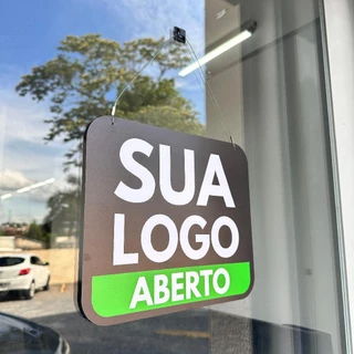 Placa Dupla Face Aberto e Fechado - Sua Logo