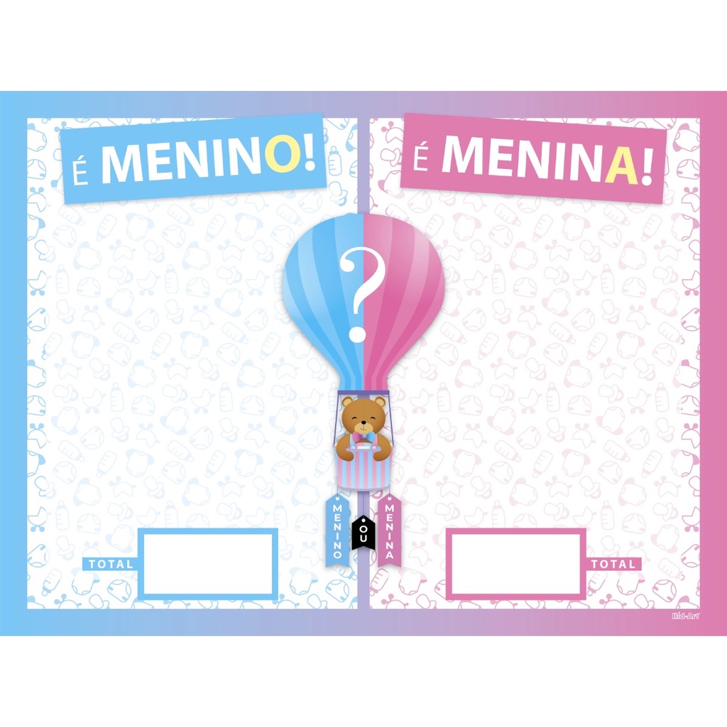 Painel Aposta Chá Revelação Ursinho 40x30cm 01 Unidade