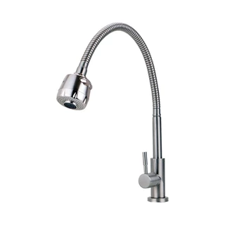 Torneira Para Cozinha Em Aço Inox 304 Jaguaribe Pingoo - Prata Escovado