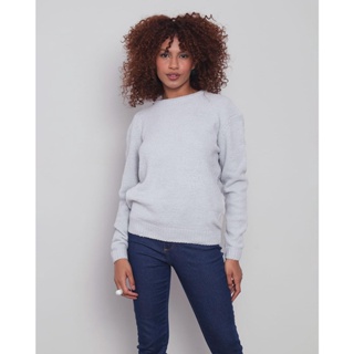 Suéter Feminino Tricô Chenille Lurex Donatta Cinza