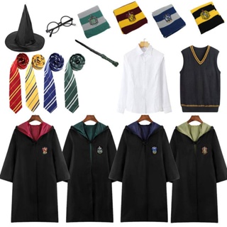 Crianças adulto feiticeiro robe cosplay magia escola uniforme