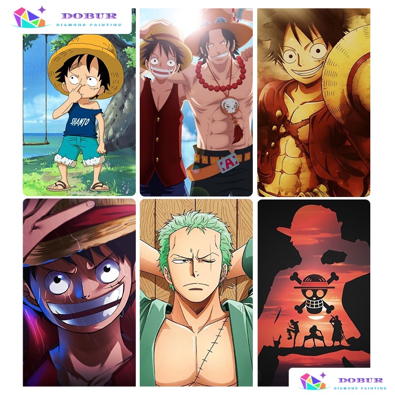 DOBUR | Pintura Diamante 5D Pintura de Diamante Kits De Pintura Anime Diamante Para Adultos Redondos/Quadrados Desenho Animado Luffy Home Decoração Da Sala De Estar Diamond Painting