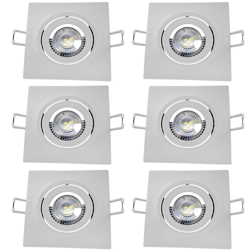 6 Luminária de Gesso Teto Spot 5w Embutir Luz Branco Frio 6500K Bv ...