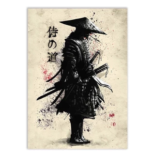 Placa Decorativa Samurai Estilo Anime Pintura Retro Japao Decoração