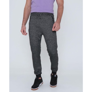 Calça masculina moletom jogger mescla cinza escuro