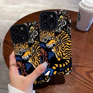 Estojo Para Iphone 11Pro MAX 15Promax/14 PRO 11 12/13/6/7/8plus XR Xmax Dragon E Ilustração De Tigre Telefone Com Tudo Incluído Capa Macia À Prova De Choque De Pele De Cordeiro