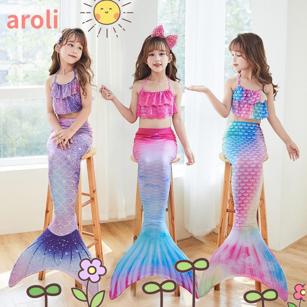 Vestido de sereia infantil, fantasias de sereia, biquíni de praia, maiô,  presente de aniversário, crianças, verão