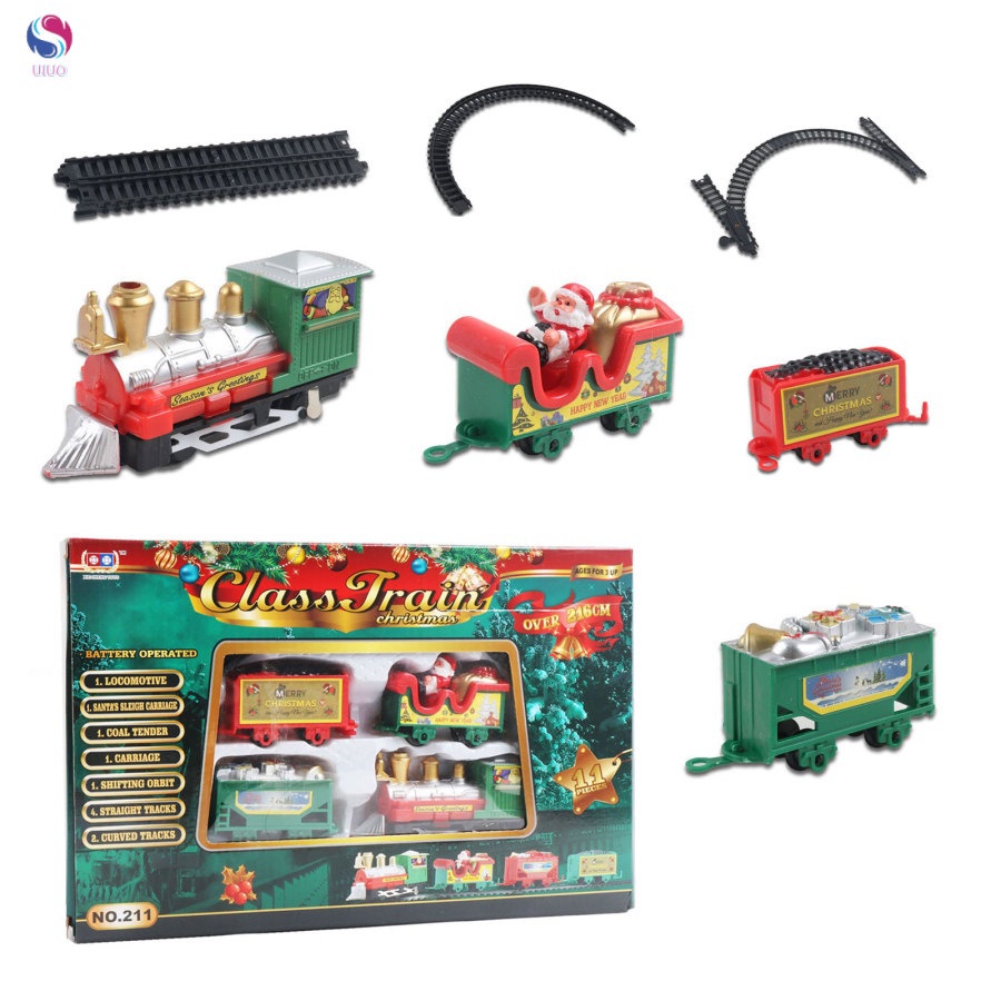 Conjunto de trilhos ferroviários de Natal brinquedo trem de Natal presentes  brinquedos adequados para decoração de Natal presentes para meninos e