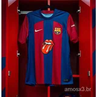 Barcelona rolling stones 2023/2024 Edição Especial de Futebol T-Shirt Rock Masculina Versão Tailandesa 1:1
