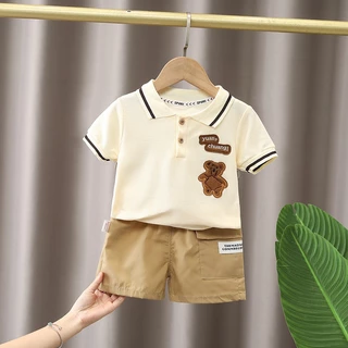 Fato de 0-5 anos de idade para crianças de manga curta, Summer Boy Top + Shorts Fato de 2 peças, Roupas para crianças