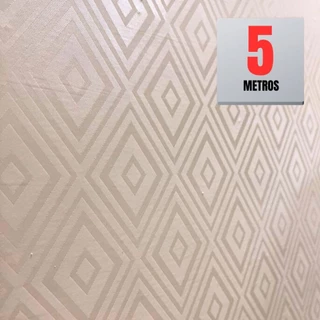 Papel de Parede Premium Bordado Rosê 3D Rolo 5m x 45cm Autocolante Sala Quarto