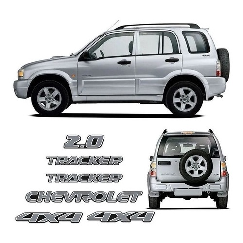 Kit Adesivos Chevrolet Tracker 06/09 2.0 4x4 Prata Resinado