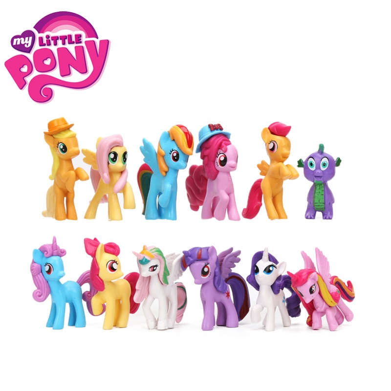 12pcs/set My Little Pony Figuras 5-7cm Mini Arco-Íris Dash