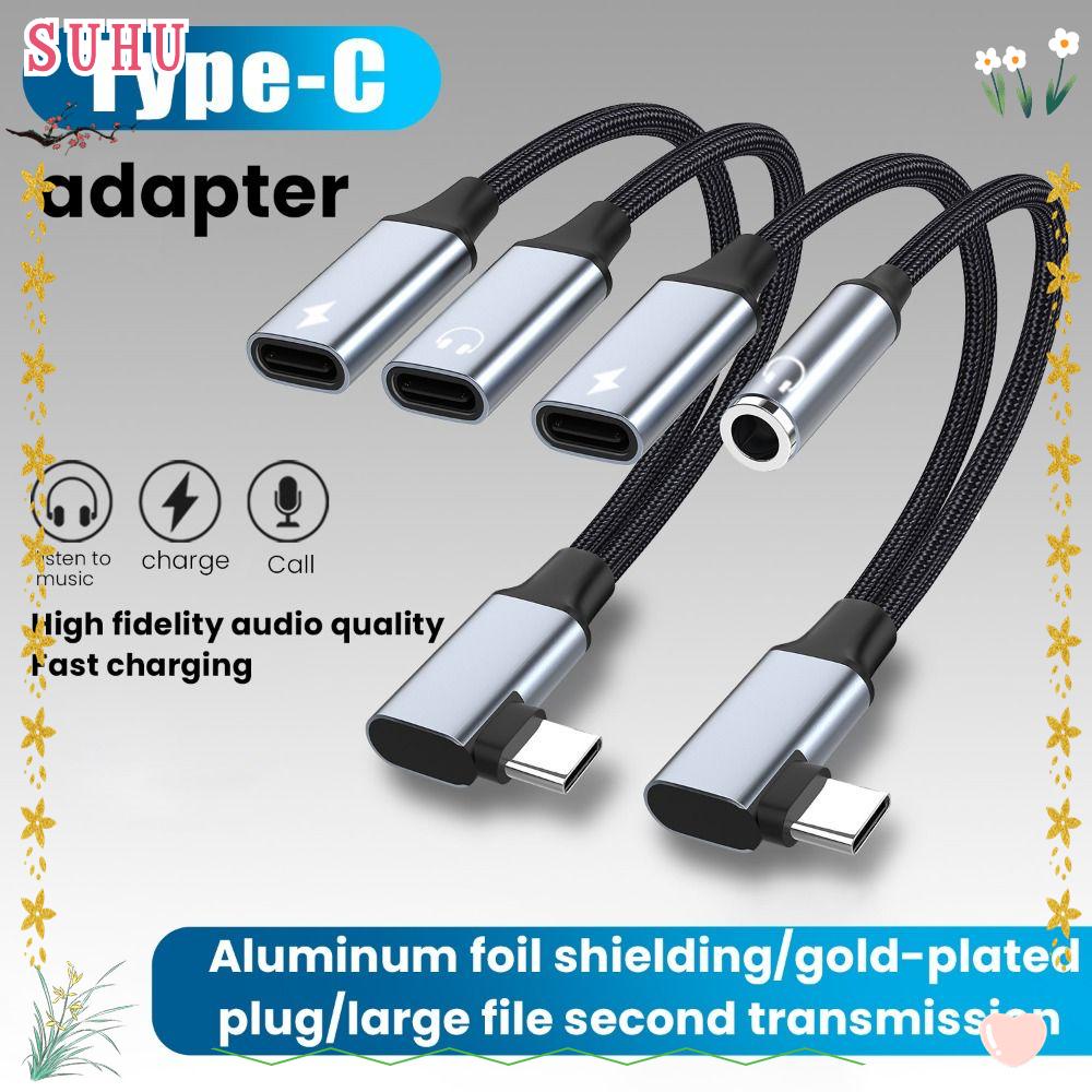 SUHU Conversor De Áudio USB Tipo C , Adaptador OTG Decorder 2 Em 1 DAC , Transferência De Dados Cotovelo De Telefone Celular Profissional-A 3,5mm Home Office