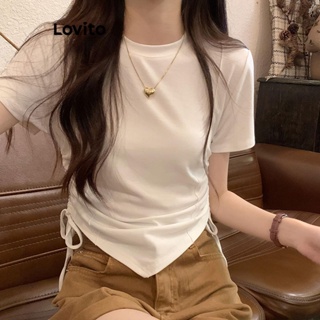 Lovito Camiseta Casual Lisa Com Cordão Para Mulheres LNE42019