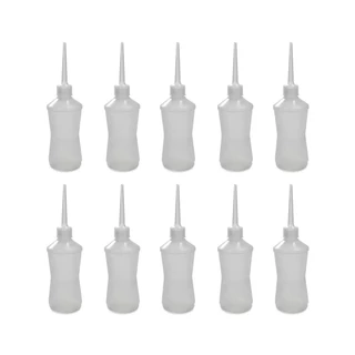 Kit com 10 Almotolias Plástica Polietileno Transparente Bico Reto Frasco 60ml, 100ml, 120ml, 250ml, 500ml