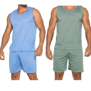Kit 2 Pijamas Masculino Regata Short de Verão em Oferta na Shopee