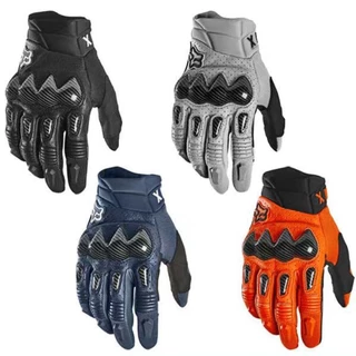 4 Cores Luvas Espessadas de Motocicleta FOX Luvas Espessadas de Motocicleta Luvas de Couro Genuínas de Motocicleta Luvas de Equipe de Corrida de Estrada Branca Luvas de Proteção Esportiva de Dedo Inteiro Respirável