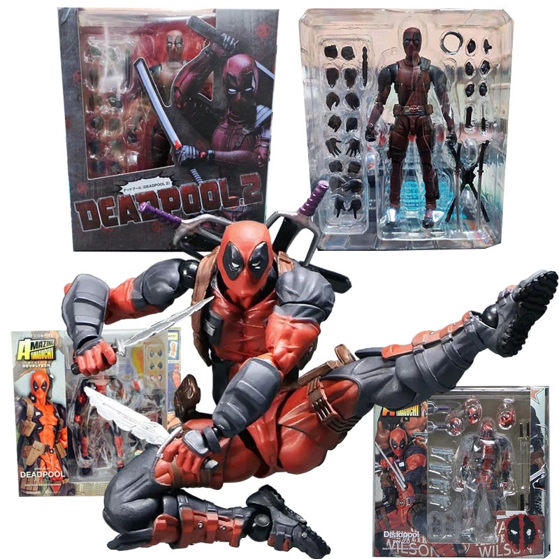 Figura De Ação Deadpool Marvel Revoltech 025EX 2.0 Mafex NECA
