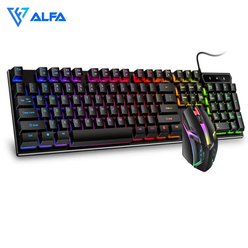 Kit Teclado Semi Mecânico + Mouse Gamer 3200dpi Rgb Led M300