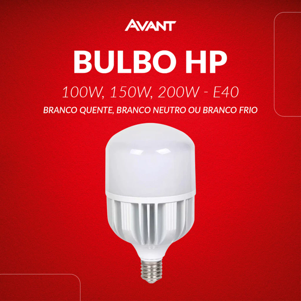Lampada Led Bulbo Hp 100w, 150w ou 200w 3000k, 4000k ou 6500k E40 110v/220v Bivolt Cod: 789511371-123 Avant