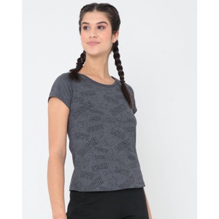Blusa Manga Curta Estampa Team Cinza Escuro