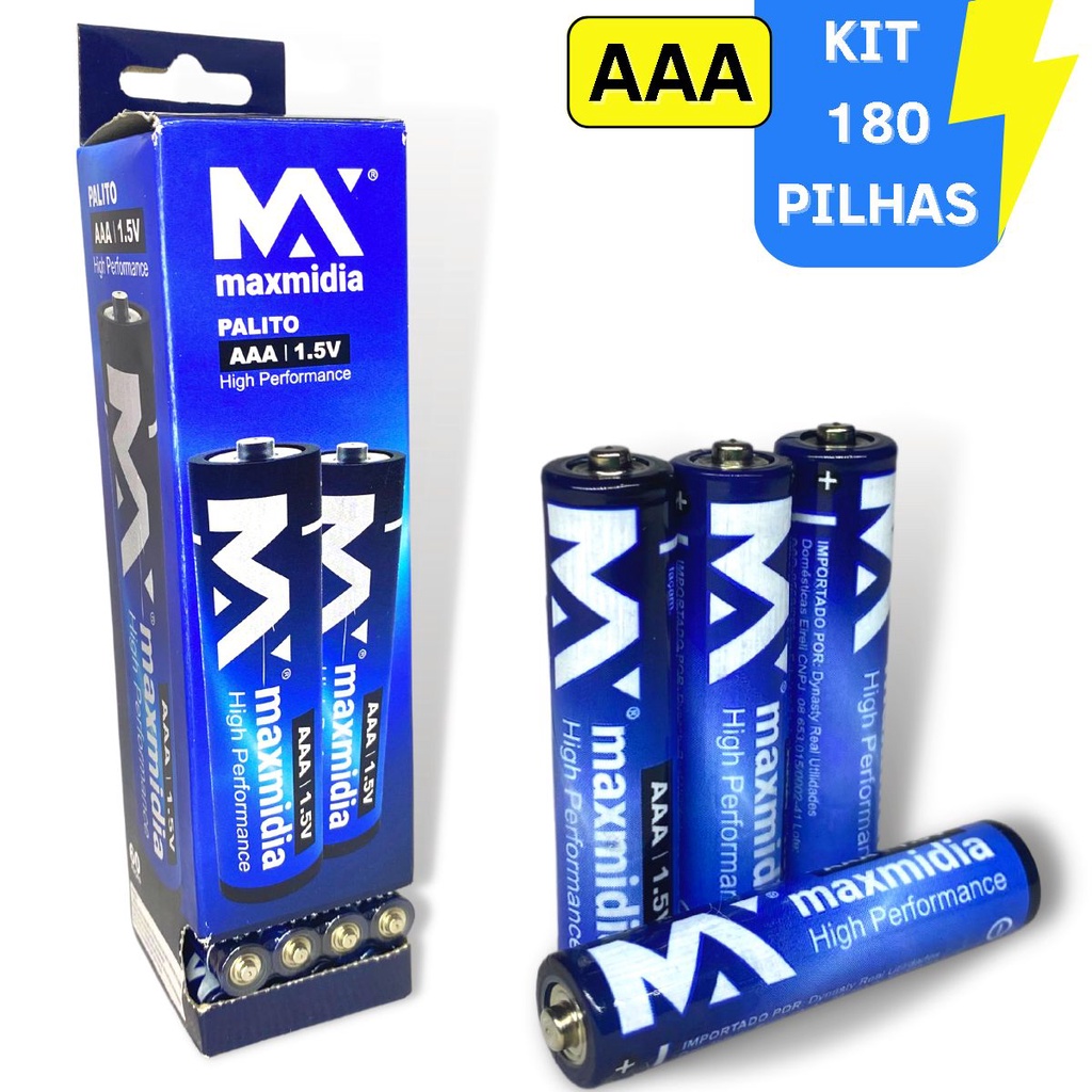Kit 180 Pilhas AA Ou AAA 1,5v Normal E Palito Alta Duração | Shopee Brasil