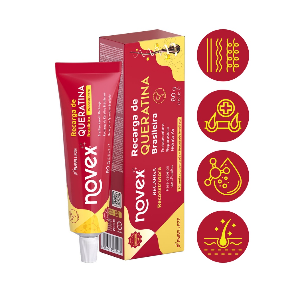 Recarga Queratina Tratamento Concentrado Restaurador Capilar Novex 80g