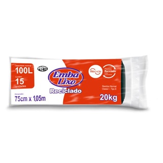Saco Lixo Embalixo Preto Rolo 100L 15 Sacos