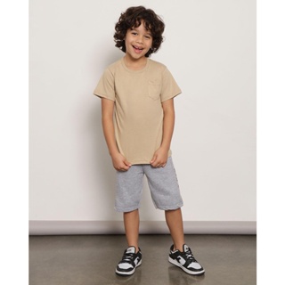 Bermuda Infantil Moletinho Com Recortes Cinza