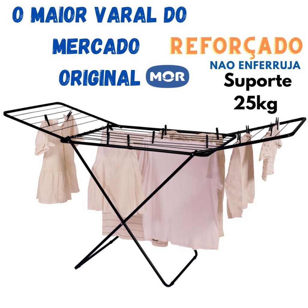 Varal Maxxi de chão com abas grande 25kg de roupa
