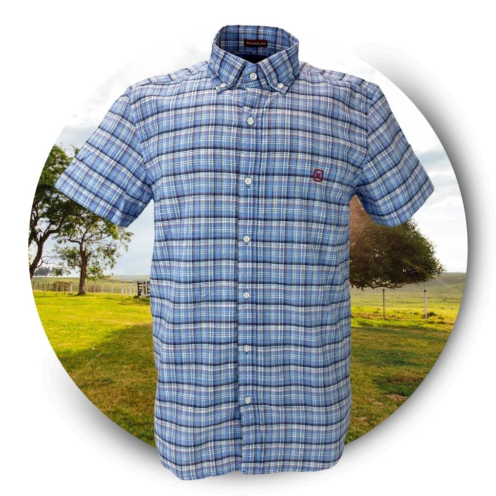 Camisa xadrez azul e amarelo - 99619I0415U832916