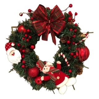 Guirlanda Natal Premium Decorada Luxo Laço Flores Bola 35cm