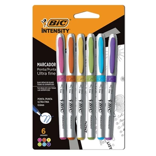 Pincel marcador permanente Intensity Ultra Fina com 6 cores 935856 Bic em Oferta na Shopee