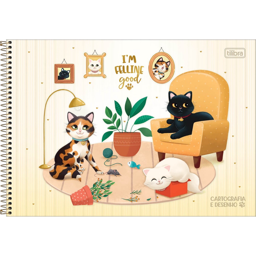 Caderno de Desenho CD 80fls Amarelo 44 Gatos Tilibra - Welban