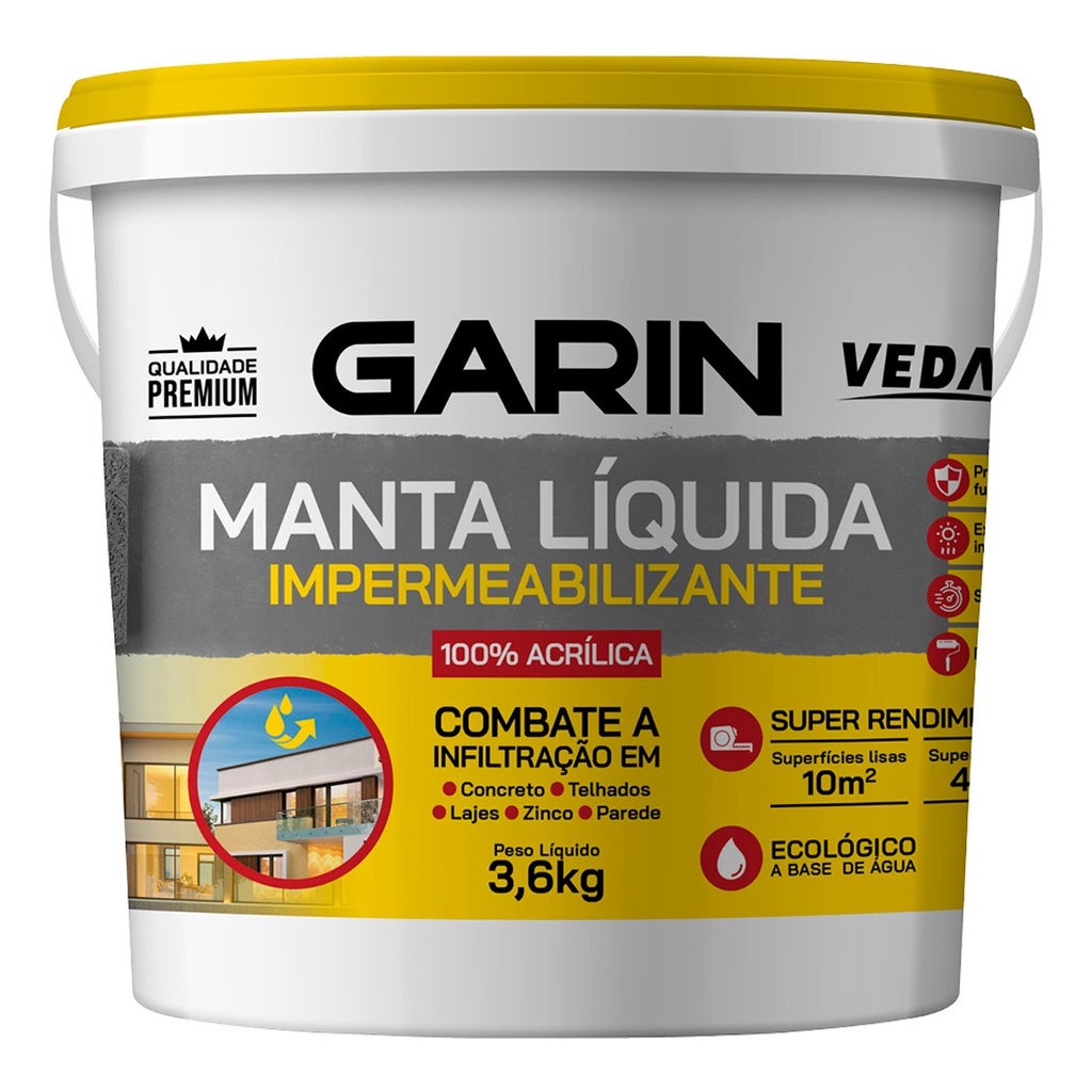 Manta Líquida Emborrachada Impermeabilizante Garin 3,6kg